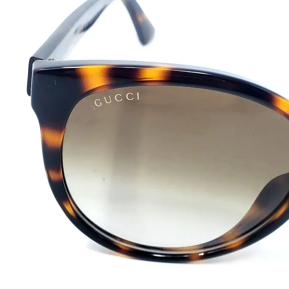 Gucci Double G Marmont Sunglasses Cat Eye Gradient Havana Brown Logo GG0636SK